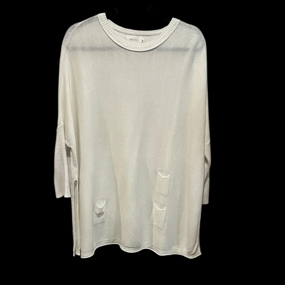 Mersea women’s white Catalina crewneck oversized sweater L/XL - Picture 2 of 8